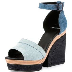 Pierre Hardy Charolette Denim Wedge Sandal, size EU36